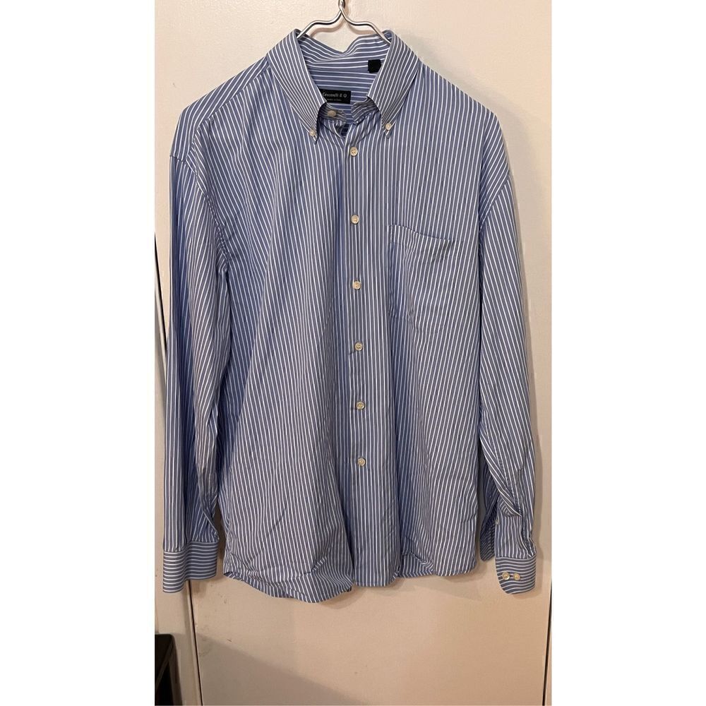 Ceccarelli & O Mens Striped Long Sleeve Button-Down Shirt Blue White Size Large